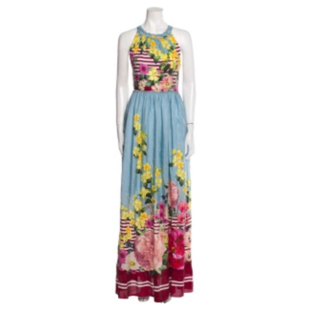 Blue and red Halter Sundress for Resort Wear